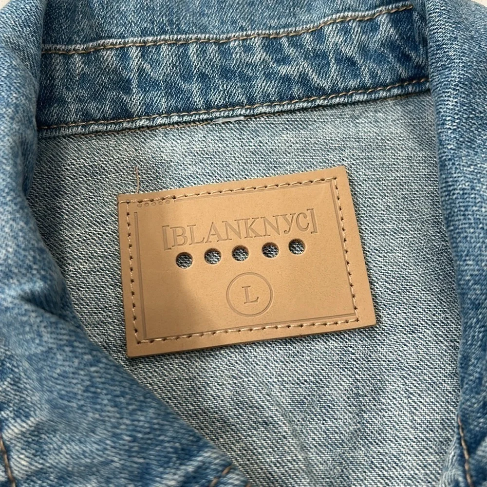 BLANKNYC Distressed Light Wash Denim Jacket Size Large NWT